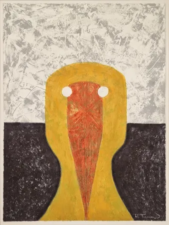 版画 Tamayo - Cabeza en Ocre