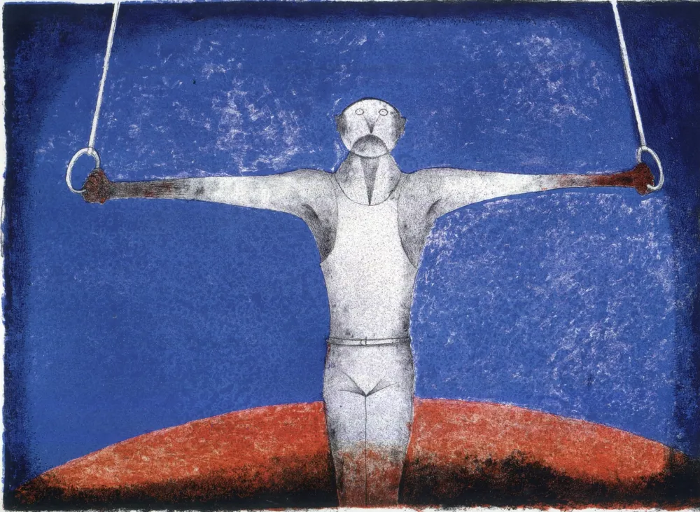 石版画 Tamayo - Cruz de Hierro (El Gimnasta)