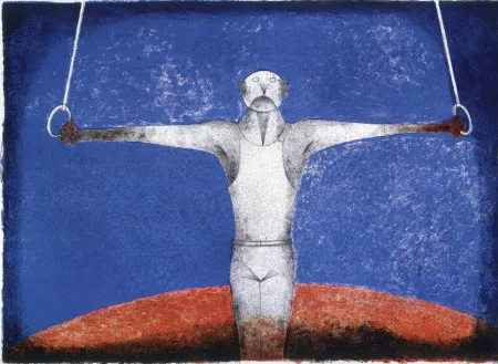 石版画 Tamayo - Cruz de Hierro (El Gimnasta)