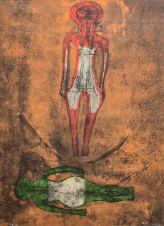 石版画 Tamayo - Dos Figuras