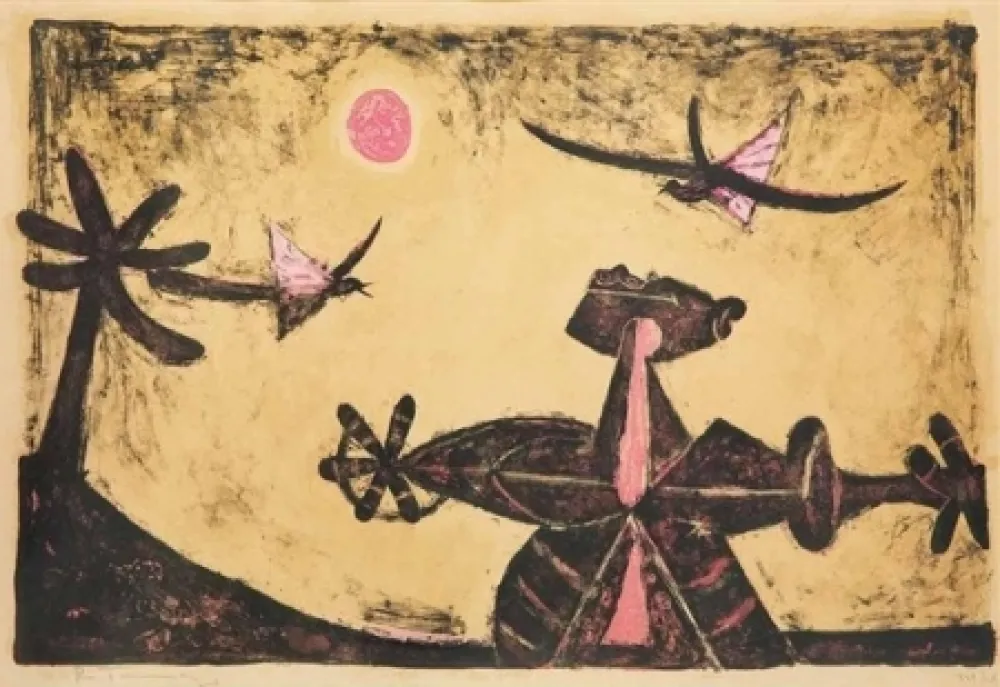 石版画 Tamayo - Observador de pajaros