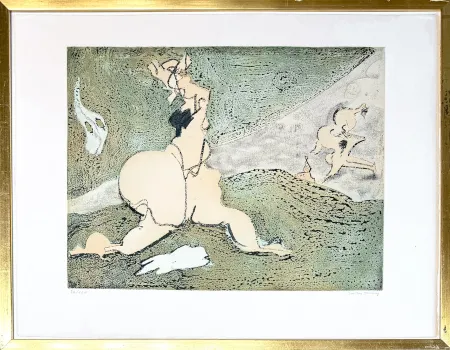 版画 Tanning - Dorothea Tanning (1910-2012) - Bonjour Max Ernst - Etching and aquatint on paper - 1975