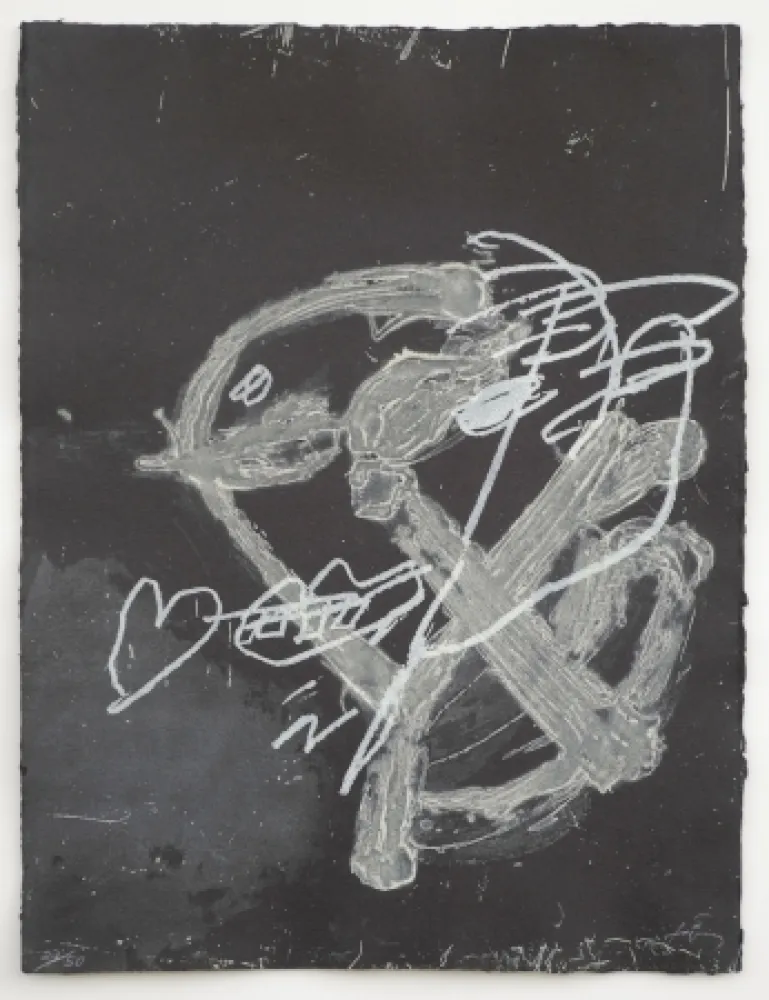 金刚砂版画 Tàpies - Blanc sur noir