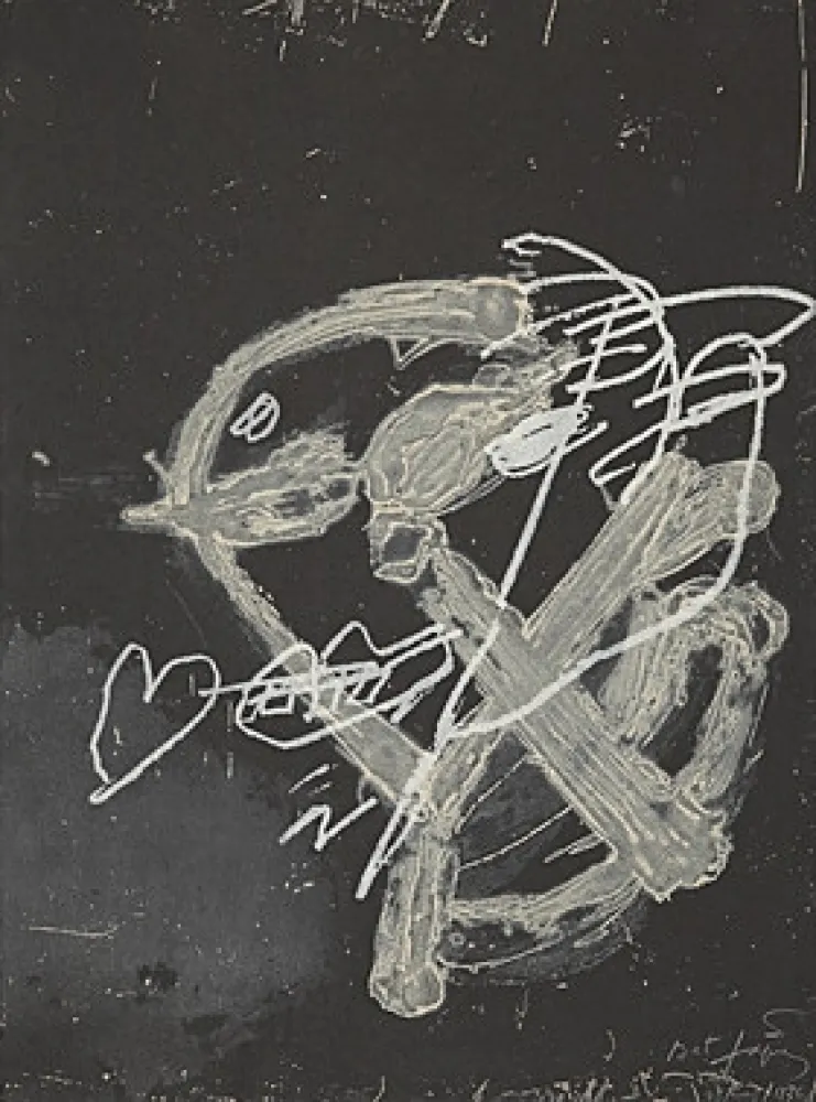 金刚砂版画 Tàpies - Blanc sur noir