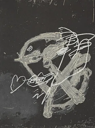 金刚砂版画 Tàpies - Blanc sur noir