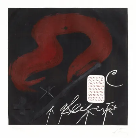 版画 Tàpies - Cinta roja