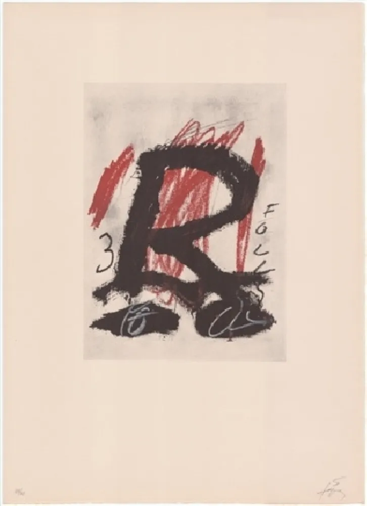 石版画 Tàpies - Clau de foc 5