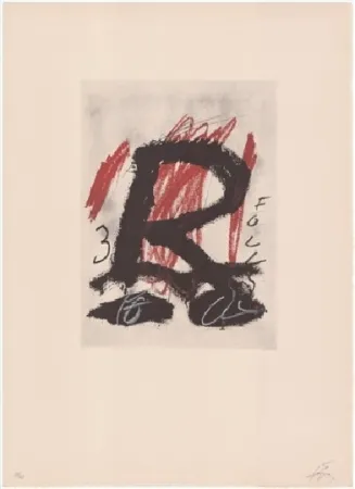 石版画 Tàpies - Clau de foc 5