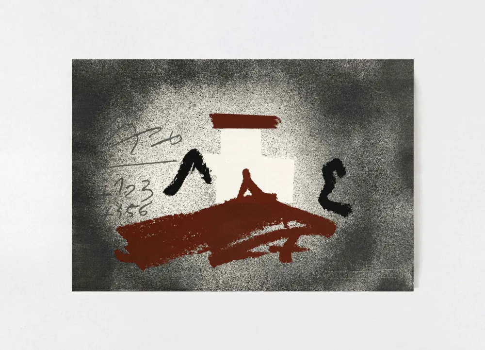 版画 Tàpies - Croix blanche