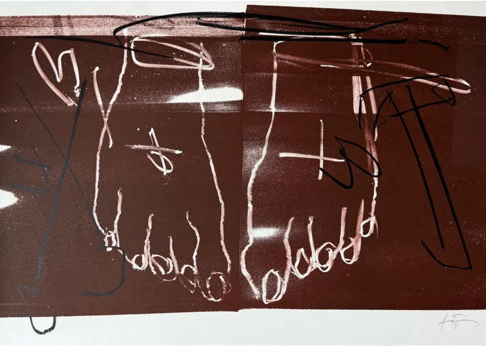 石版画 Tàpies - Deux pieds