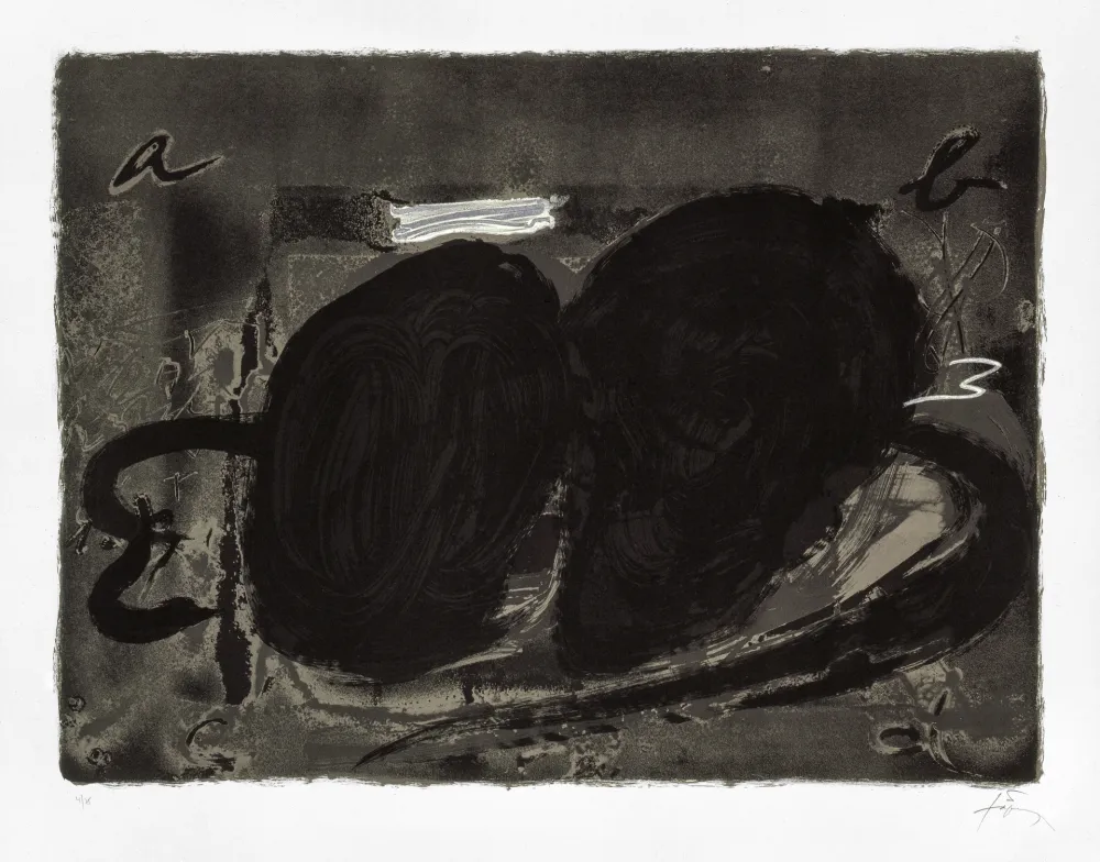 石版画 Tàpies - Deux trous 