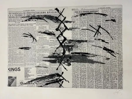 蚀刻版画 Tàpies - Diario en papel