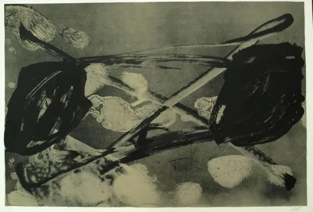 石版画 Tàpies - Empreinte barrée