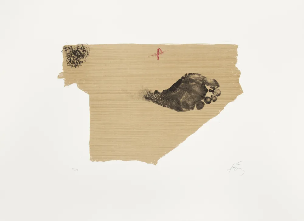 石版画 Tàpies - Empreinte de pied