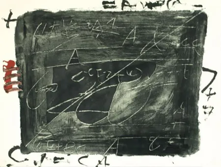 版画 Tàpies - Esgriafats Damunt Negre 2