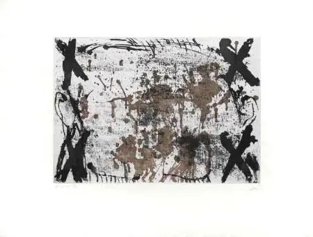 蚀刻版画 Tàpies - Les Quatre Croix