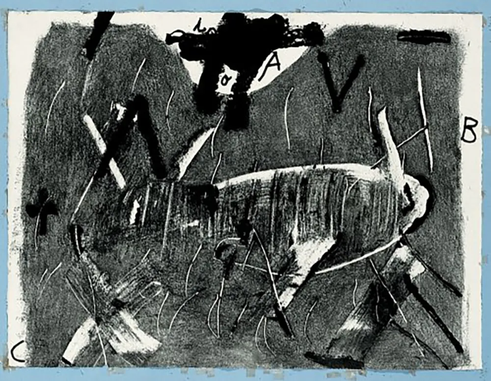 版画 Tàpies - Lletres i gris