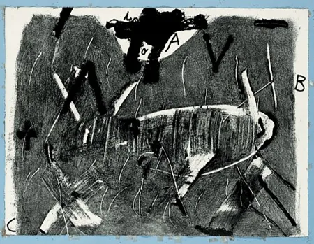 版画 Tàpies - Lletres i gris