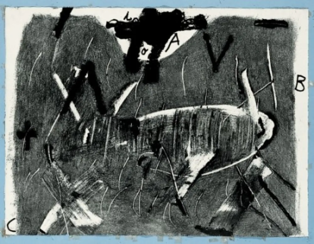 版画 Tàpies - Lletres i gris