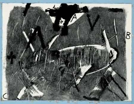 版画 Tàpies - Lletres i gris