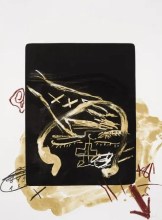 石版画 Tàpies - Main sur tête