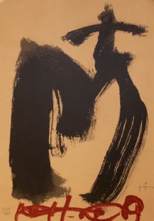 石版画 Tàpies - M.ojos y cruz