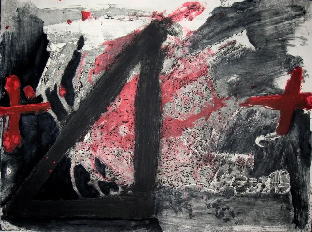 蚀刻飞尘法 Tàpies - Negre i Roig