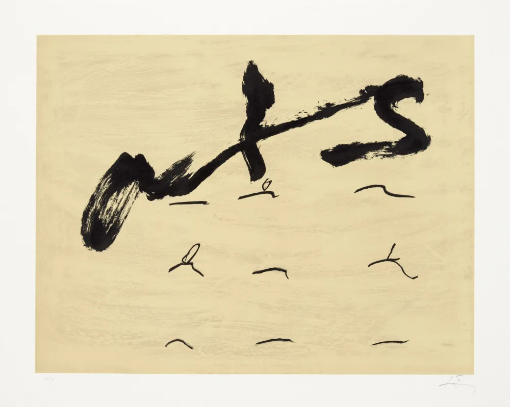 石版画 Tàpies - Neuf tirets