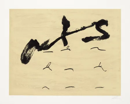 石版画 Tàpies - Neuf tirets