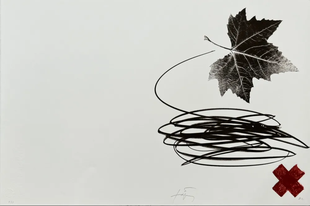 石版画 Tàpies - Neujahrskarte