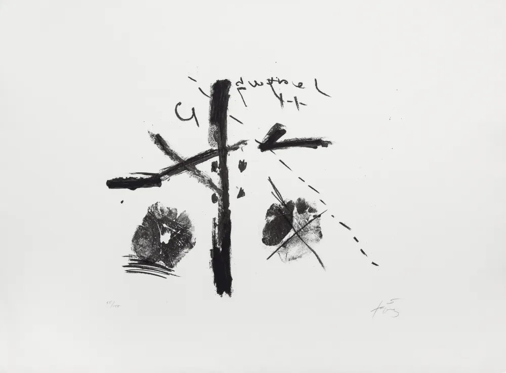石版画 Tàpies - Noir/fond blanc