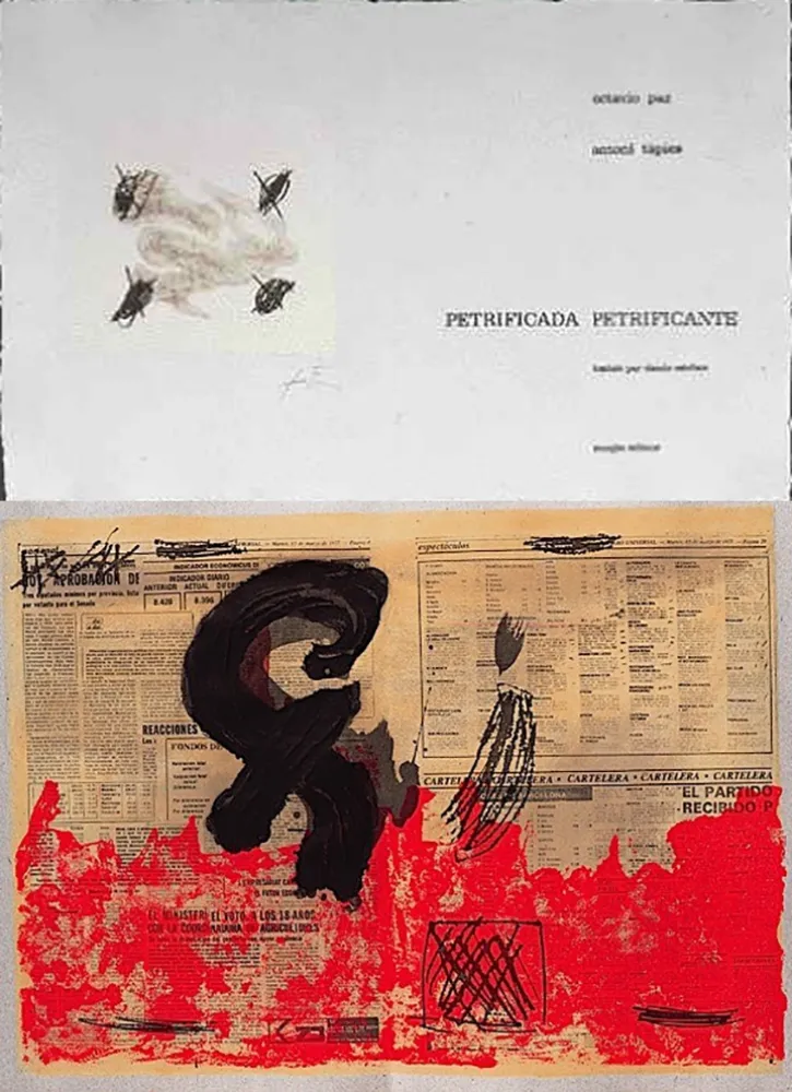 插图书 Tàpies - Octavio PAZ: PETRIFICADA PETRIFICANTE. 8 gravures originales en couleurs (1978).