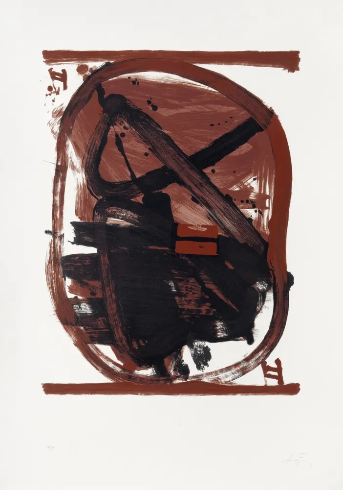 石版画 Tàpies - Ovale rouge et noir