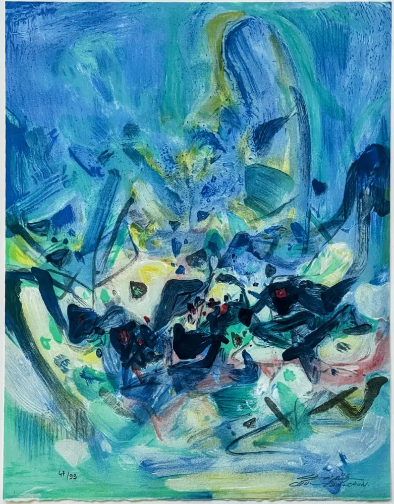 石版画 Teh-Chun - Saison bleue (Planche V) 