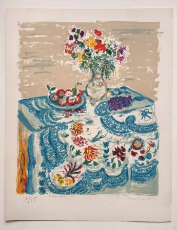 石版画 Terechkovich - La nappe bleue