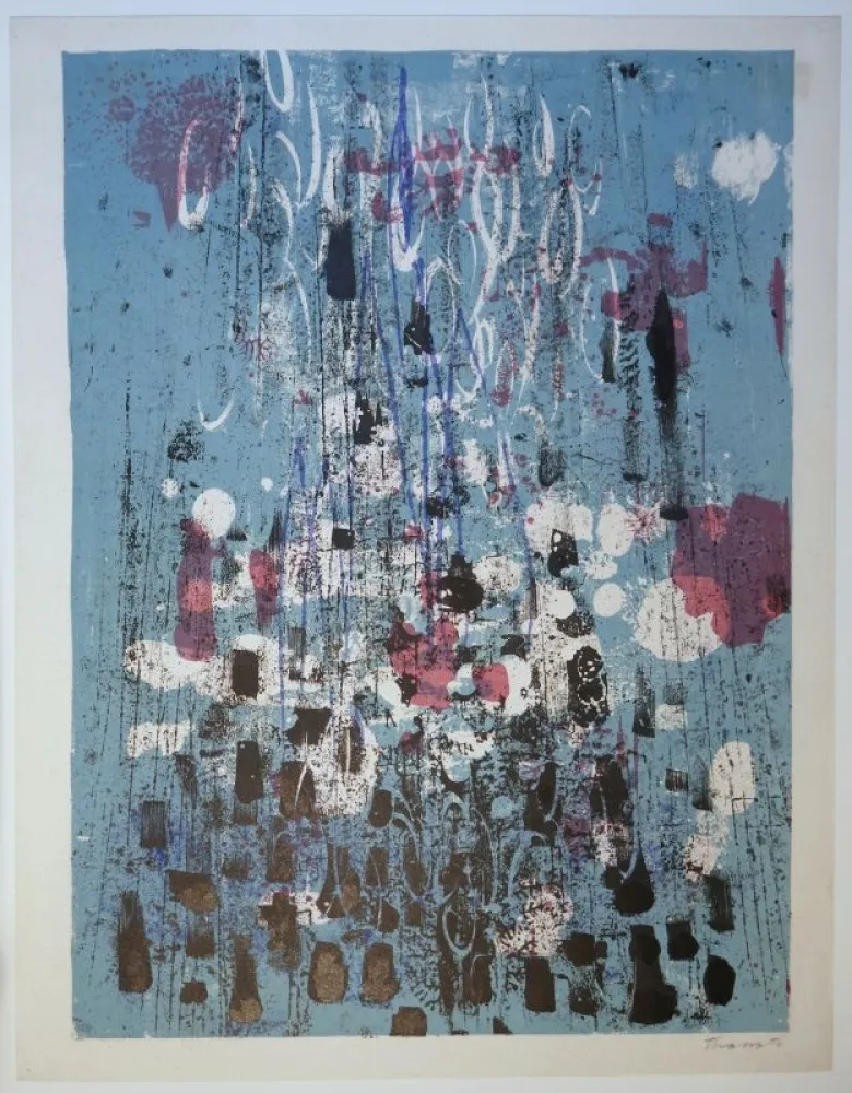 石版画 Tharrats - Hommage à Cousteau