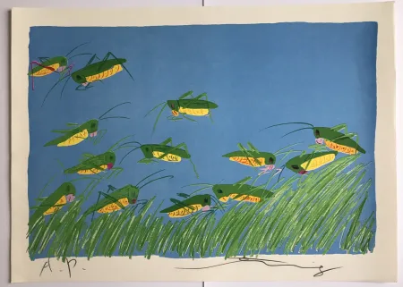 石版画 Ting - Busy Bodies (Lucky Grasshoppers)