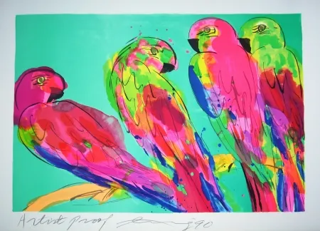 石版画 Ting - Parrots