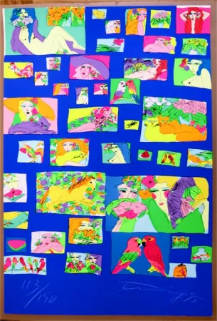 丝网印刷 Ting - Things I like (Fond Bleu) 