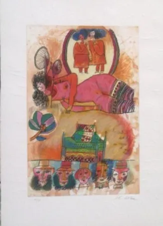 金刚砂版画 Tobiasse - Le desir deborde au creux de mes mains