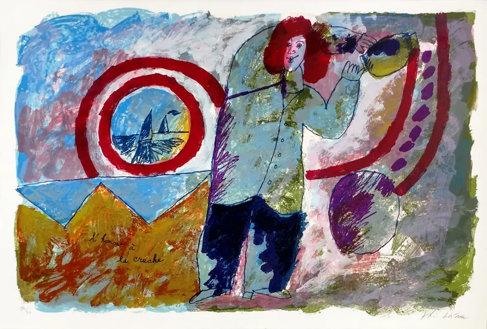 石版画 Tobiasse - L'HOMME A LA CRUCHE