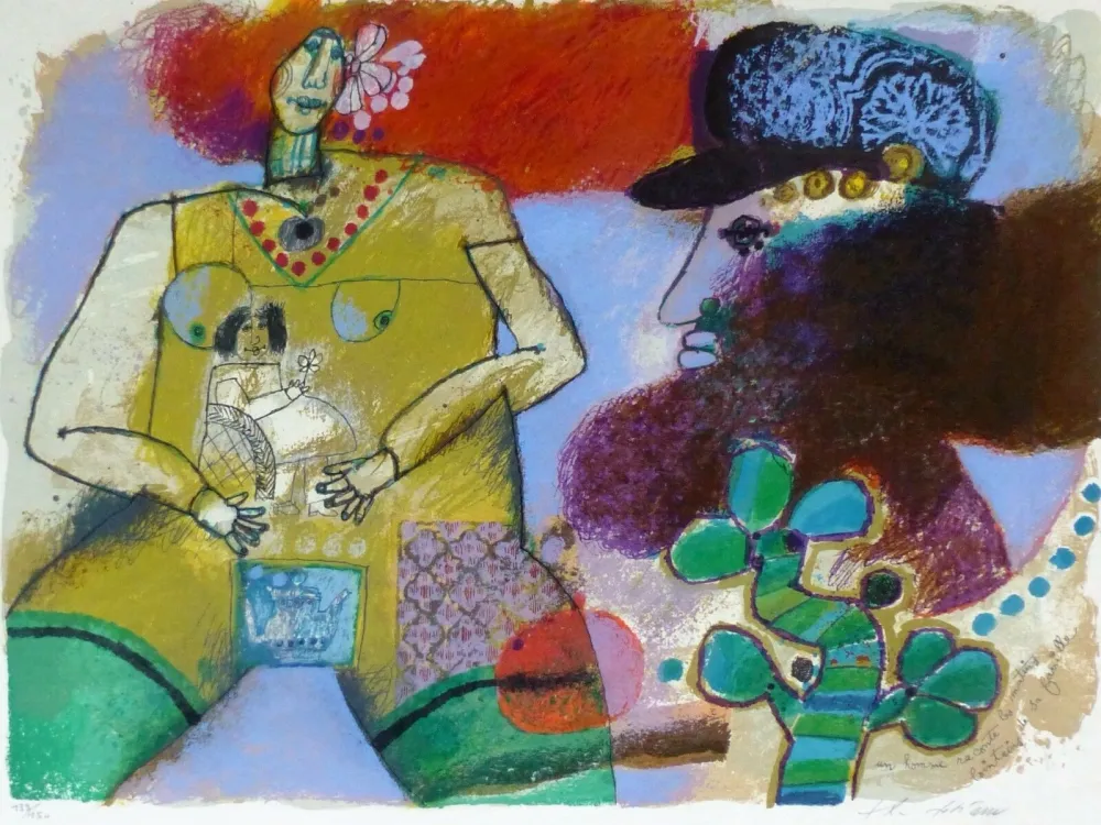 石版画 Tobiasse - Un Homme raconte les matins lointains de sa famille