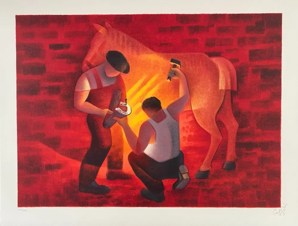 石版画 Toffoli - Le maréchal-ferrant