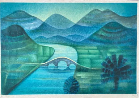 石版画 Toffoli - Le pont chinois