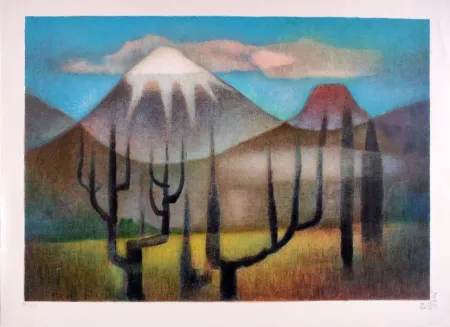 石版画 Toffoli - Montagnes mexicaines
