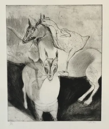 版画 Toledo - Horses with Chicken