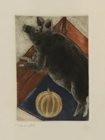 版画 Toledo - Pig with Pumpkin