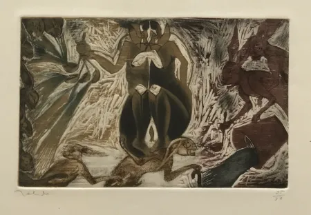 版画 Toledo - Woman and Rabbits