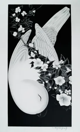 石版画 Tongzhengang - OISEAU 1