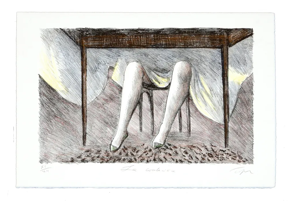 石版画 Topor - Jeux de table (La couturière)